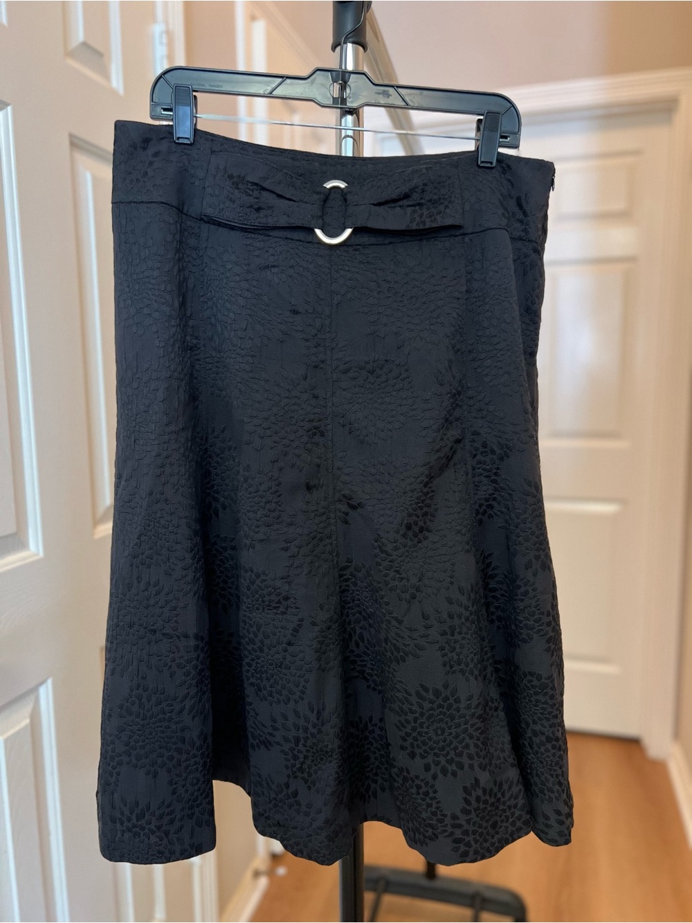 East 5th Black Textured Skirt with Subtle Pattern